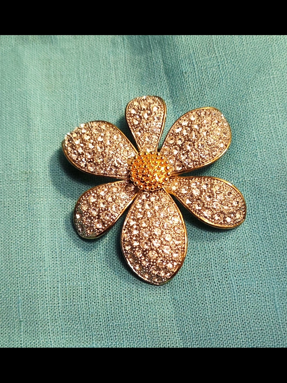 VINTAGE NETTIE ROSENSTEIN ATTRIBUTED LARGE BROOCH PIN APENDANT FLOWER RHINESTONE